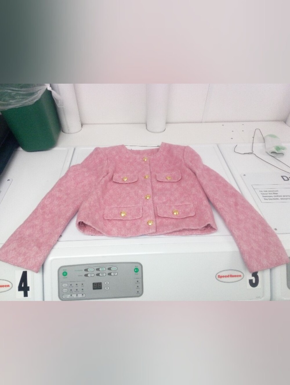 Source Unknown Pink Quilted Jacket with Gold Buttons